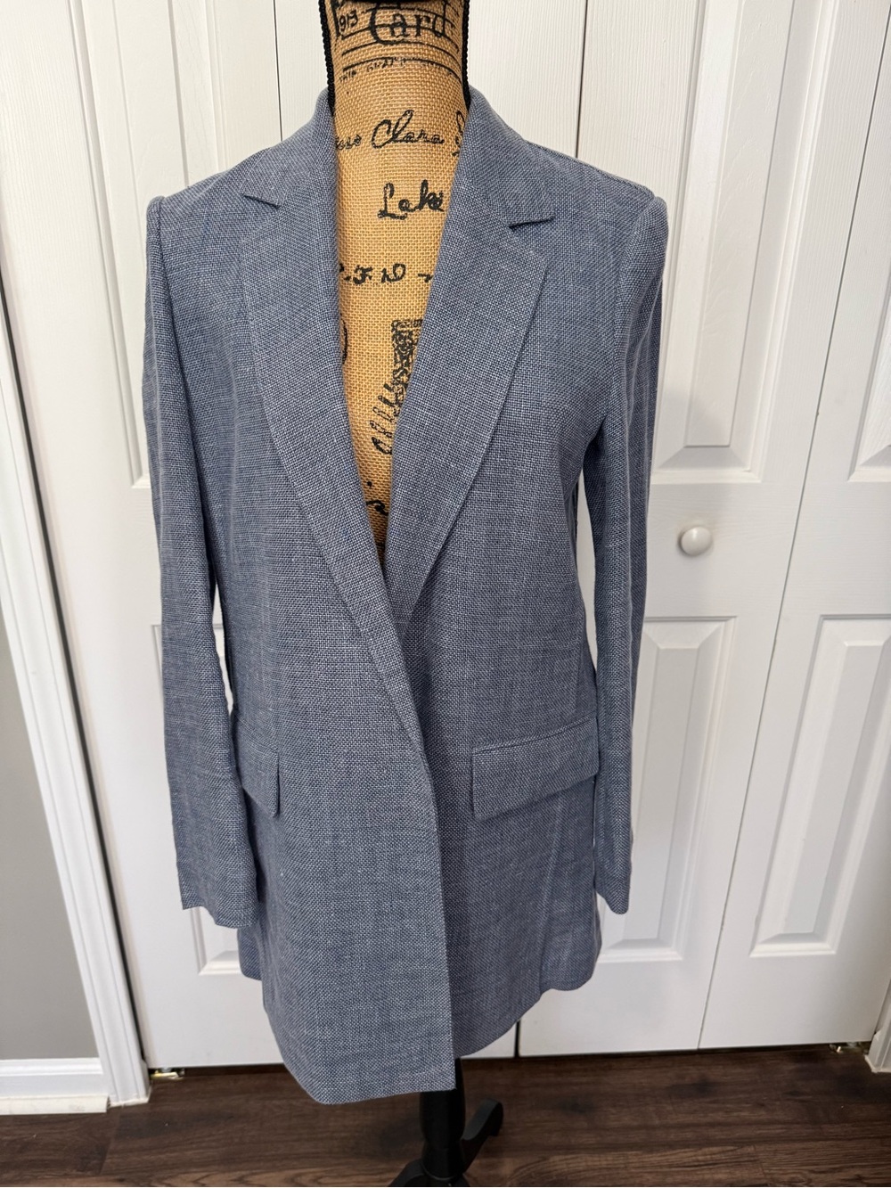 Lafayette 148 Light Blue Tailored Long Blazer